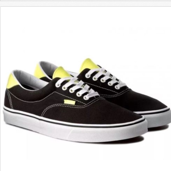 black and neon green vans